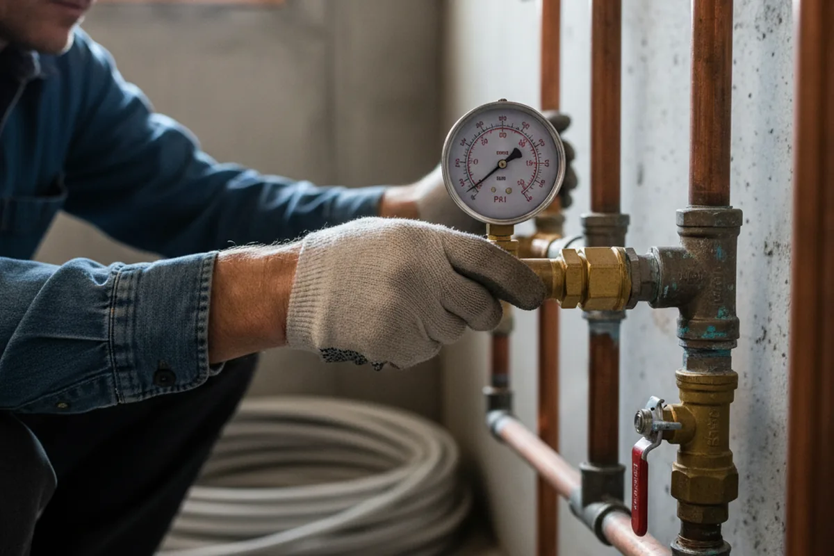 Pressure testing a repaired line during Water Line Repair in Clayhole